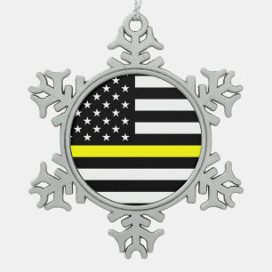 Ornement Flocon De Neige La ligne mince drapeau d'or