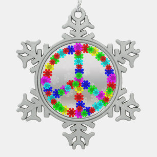 Ornement Flocon De Neige la paix des années 60 fleurit le symbole