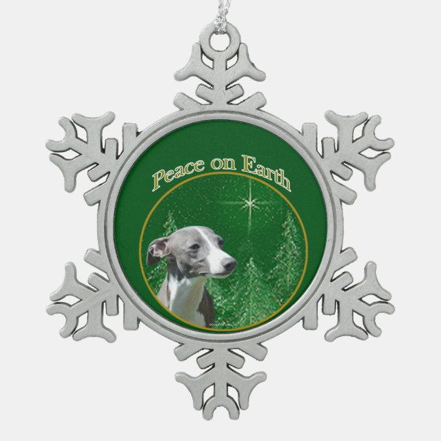 Ornement Flocon De Neige La paix Greyhound italienne (Devant)