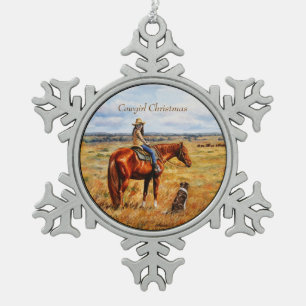 Ornement Flocon De Neige La Petite Cowgirl du Cattle Horse