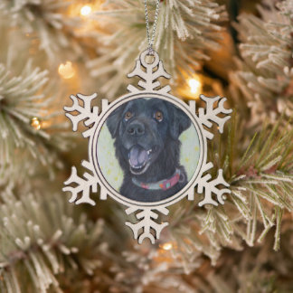 Ornement Flocon De Neige Labrador avec collier personnalisable