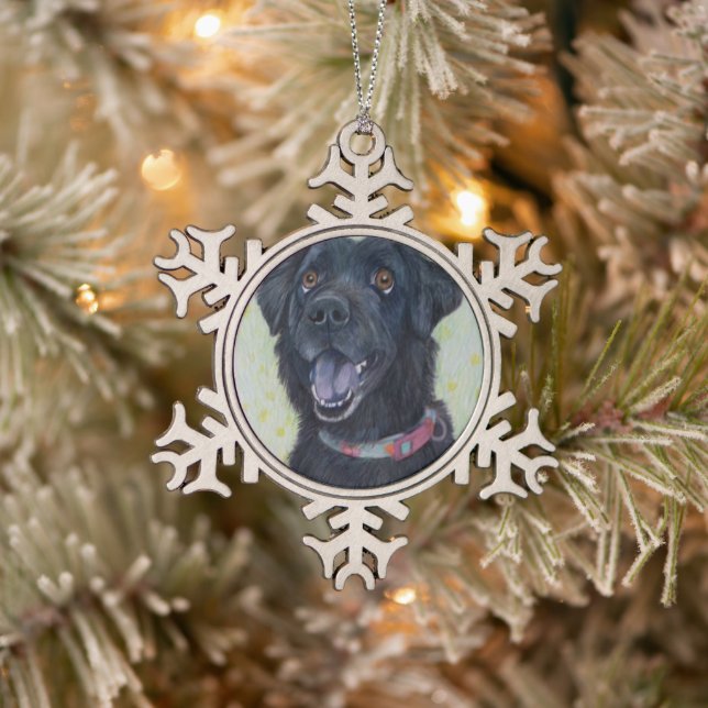 Ornement Flocon De Neige Labrador avec collier personnalisable (Arbre)