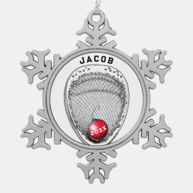 Ornement Flocon De Neige Lacrosse Goalie Gite Cadeau (Devant)