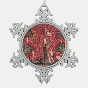 Ornement Flocon De Neige Lady and Unicorn Medieval Tapestry Touch