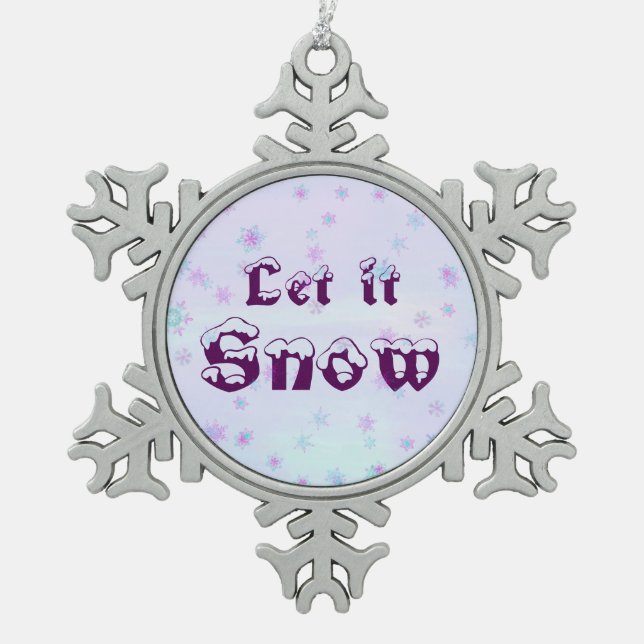 Ornement Flocon De Neige Laisse-le neiger ! Hiver Sky Snowflakes Pois (Devant)