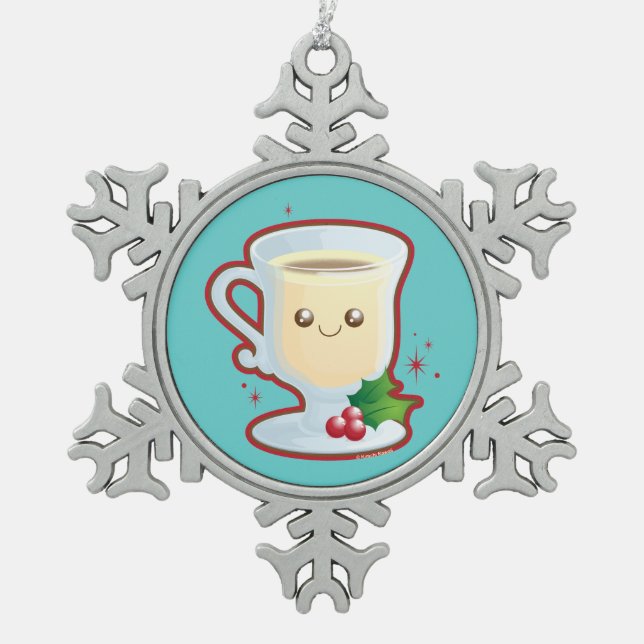 Ornement Flocon De Neige Lait de poule mignon de Noël (Devant)