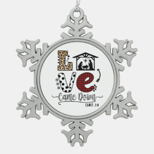 Ornement Flocon De Neige L'amour cadeau de Noël est tombé