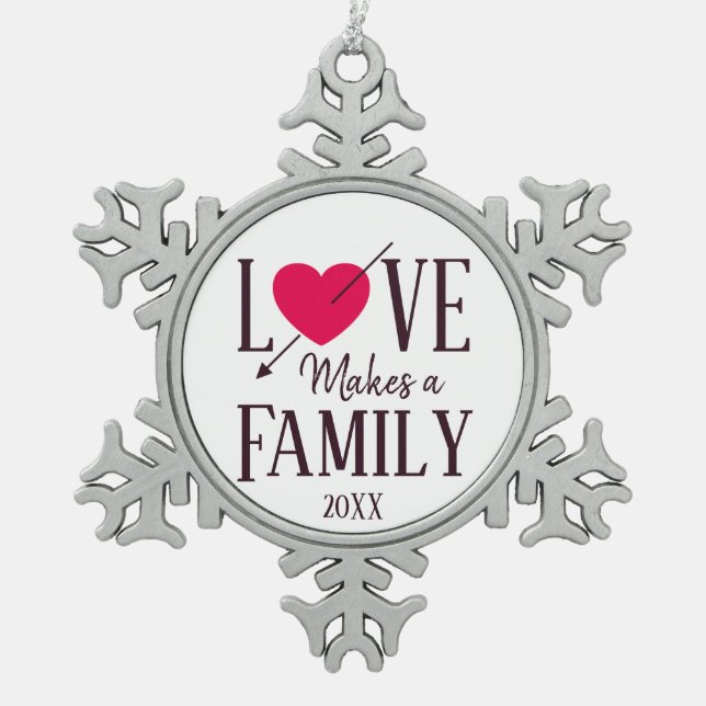 Ornement Flocon De Neige L'amour fait une famille, cadeaux d'adoption (Devant)