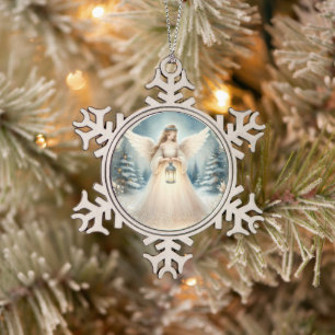 Ornement Flocon De Neige L'ange céleste de l'hiver Lanterne de l'Espoir