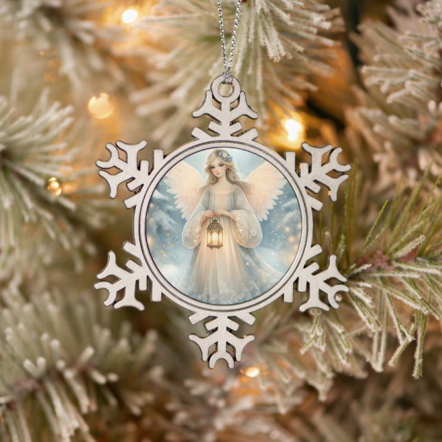Ornement Flocon De Neige Lanterne céleste d'ange d'hiver de grâce (Arbre)