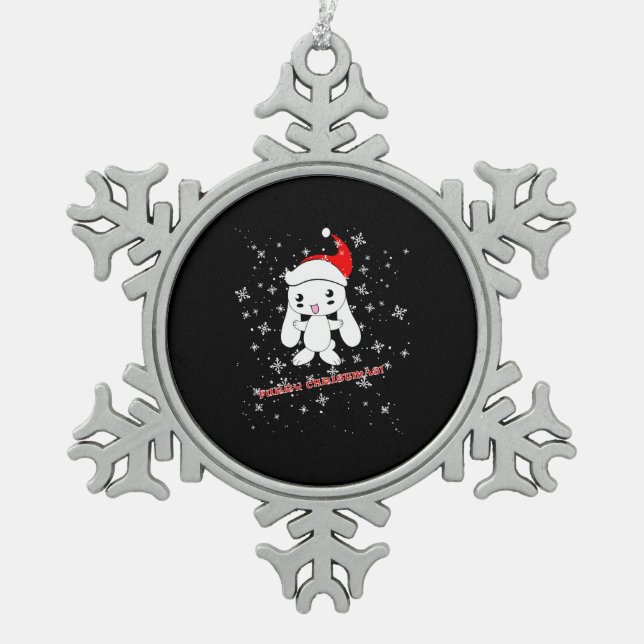 Ornement Flocon De Neige Lapin de Noël Furry (Devant)
