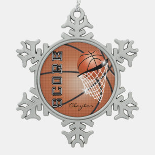 Ornement Flocon De Neige Le brun   d'orange du basket-ball   personnalisent