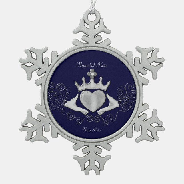 Ornement Flocon De Neige Le Claddagh (Argent) (Devant)