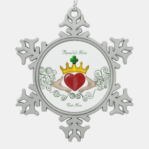 Ornement Flocon De Neige Le Claddagh (couleur complète)