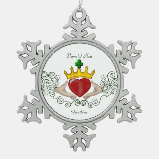 Ornement Flocon De Neige Le Claddagh (couleur complète)