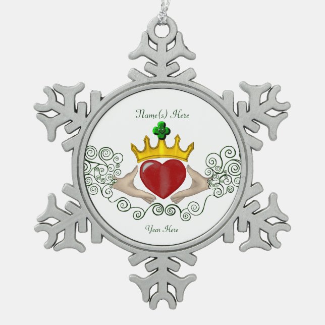 Ornement Flocon De Neige Le Claddagh (couleur complète) (Devant)