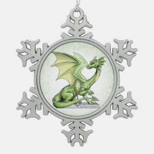 Ornement Flocon De Neige Le dragon de pierre de naissance d’août : Peridot