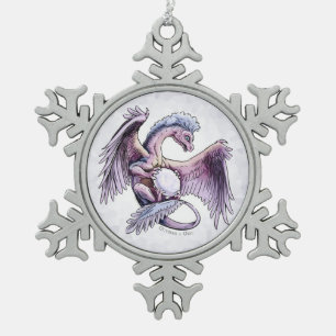 Ornement Flocon De Neige Le dragon de pierre de naissance d’octobre : Opal