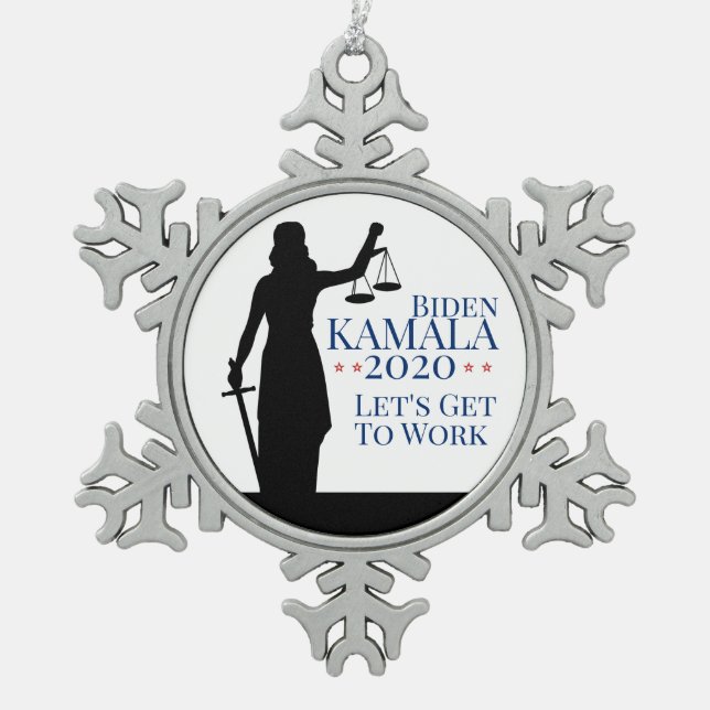 Ornement Flocon De Neige Le président Biden Harris au travail Élection 2020 (Devant)