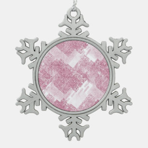 Ornement Flocon De Neige Le rose brille sur le blanc.