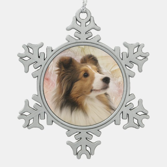 Ornement Flocon De Neige Le sable Sheltie font face (Devant)