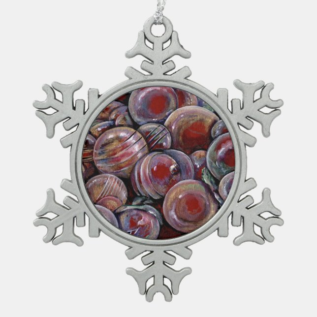 Ornement Flocon De Neige Les balles de Noël rouges (Devant)