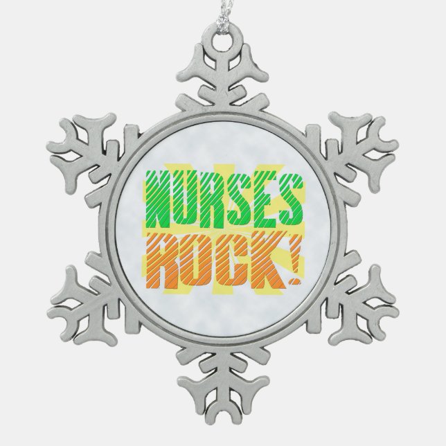 Ornement Flocon De Neige Les infirmières basculent, infirmière orange/verte (Devant)