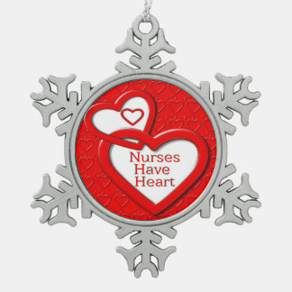 Ornement Flocon De Neige Les infirmières ont des coeurs de rouge de coeur