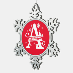 Ornement Flocon De Neige Lettre A Monogramme Nom de famille initial Salutat