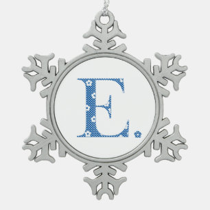 Ornement Flocon De Neige lettre à motifs floraux E(bleu & points)