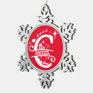 Ornement Flocon De Neige Lettre C Monogramme Nom de famille initial Salutat