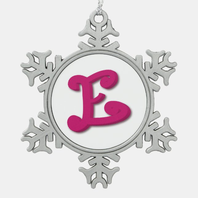 Ornement Flocon De Neige Lettre E en 3D (Devant)