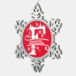 Ornement Flocon De Neige Lettre F Monogramme Nom de famille initial Salutat