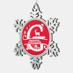 Ornement Flocon De Neige Lettre G Monogramme Nom de famille initial Salutat