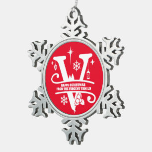 Ornement Flocon De Neige Lettre V Monogramme Nom de famille initial Salutat