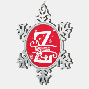 Ornement Flocon De Neige Lettre Z Monogramme Nom de famille initial Salutat