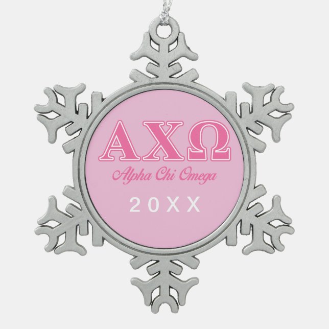 Ornement Flocon De Neige Lettres roses Alpha Chi Omega (Devant)