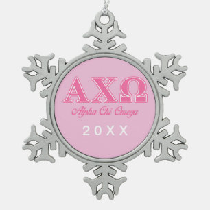 Ornement Flocon De Neige Lettres roses d'Omega de Chi d'Alphi