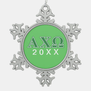 Ornement Flocon De Neige Lettres vertes d'Alphi Chi Omega