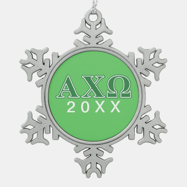 Ornement Flocon De Neige Lettres vertes d'Alphi Chi Omega (Devant)