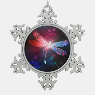 Ornement Flocon De Neige libellule rouge brillante
