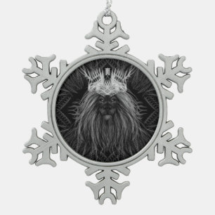 Ornement Flocon De Neige Lion avec monogramme de couronne