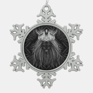 Ornement Flocon De Neige Lion avec monogramme de couronne