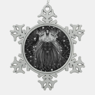 Ornement Flocon De Neige Lion d'étoile avec monogramme de couronne