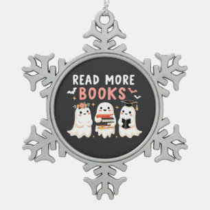 Ornement Flocon De Neige Lire la suite de livres Éffrayant Halloween Ghost