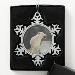 Ornement Flocon De Neige Loup blanc
