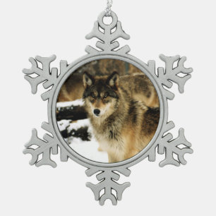 Ornement Flocon De Neige Loups dans la neige