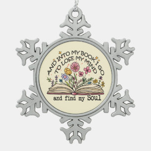 Ornement Flocon De Neige Louveur de livres floraux