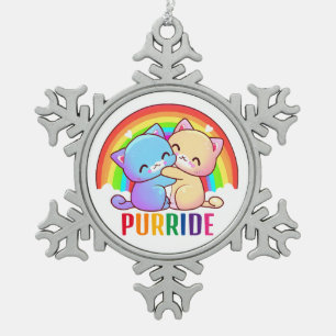 Ornement Flocon De Neige Love Cats Rainbow
