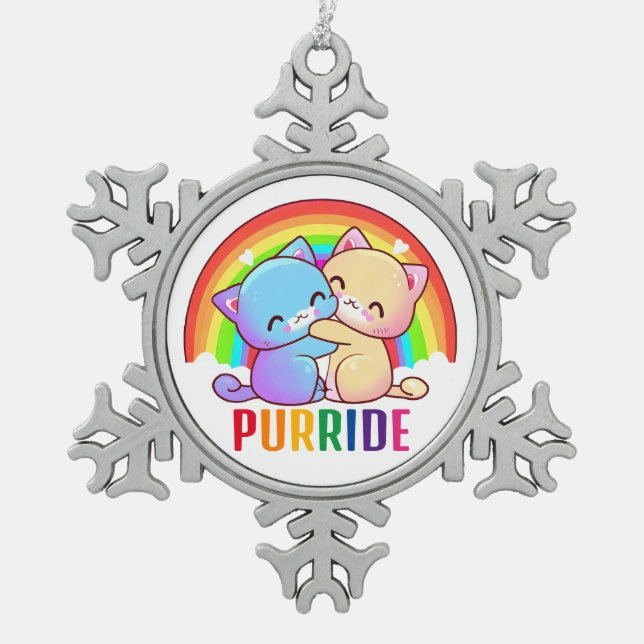 Ornement Flocon De Neige Love Cats Rainbow (Devant)